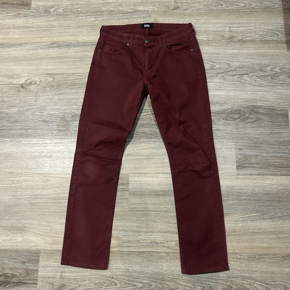 PAIGE Federal Slim Straight Jeans Mens 31 Dark Port Stretch Burgundy Denim USA